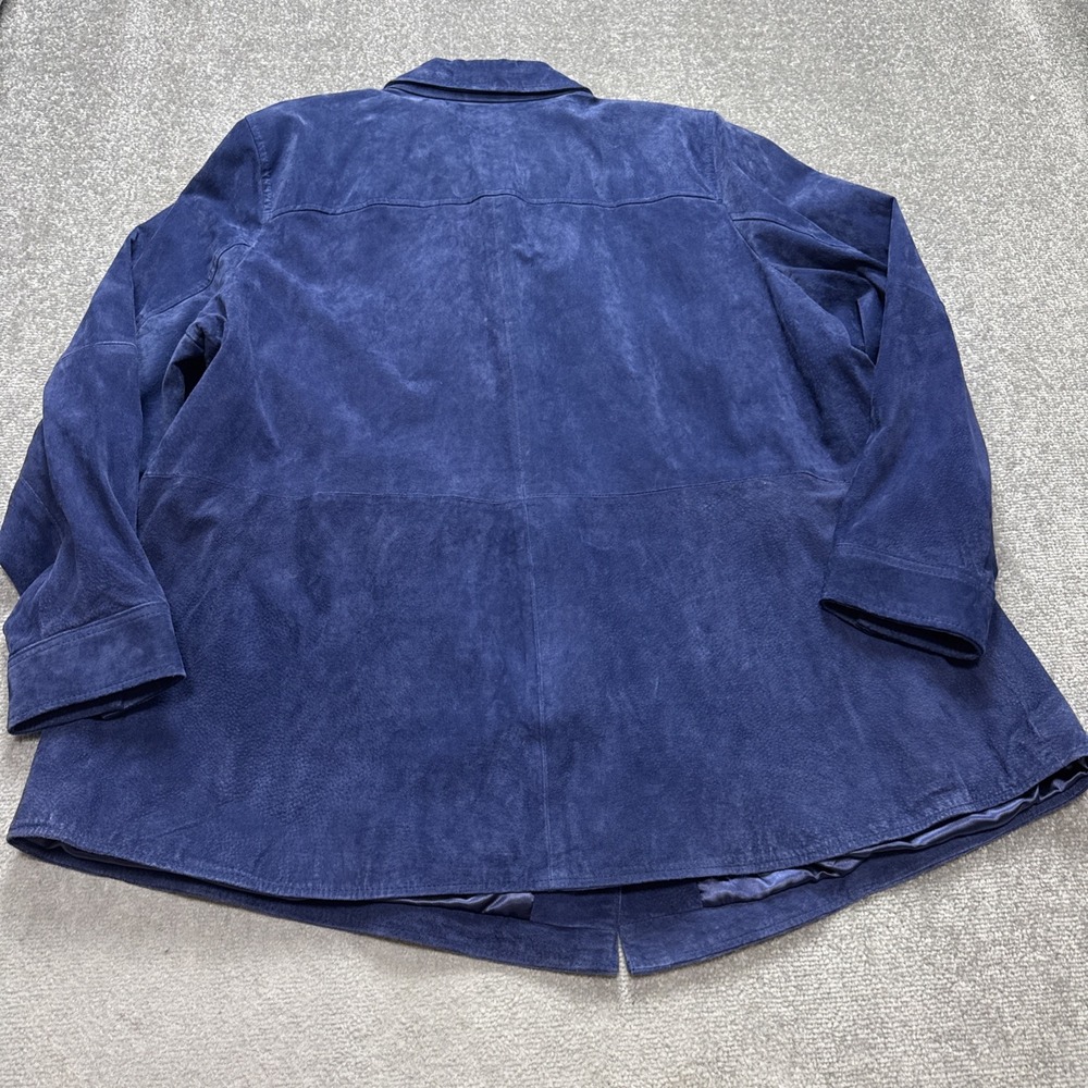 Blue Suede 3X Leather Jacket Snap D & Co Denim And Co Collared Shacket - Picture 7 of 7